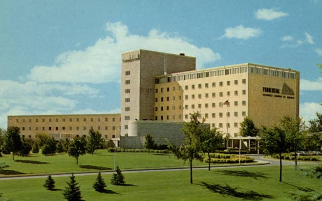 Vintage photograph of the Prudential Insurance Company of America's North Central Home Office building in Minneapolis, circa 1960s.